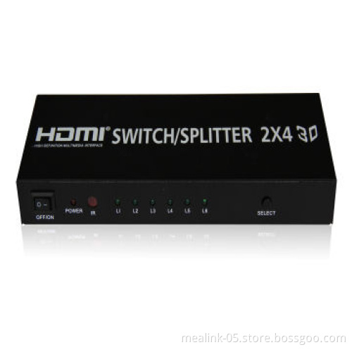 HDMI 2x4 Switcher 2 in 4 Out for HDTV PS3 DVD 1080P with Remote